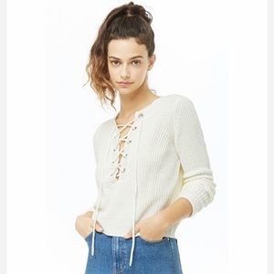 NWT lace up sweater